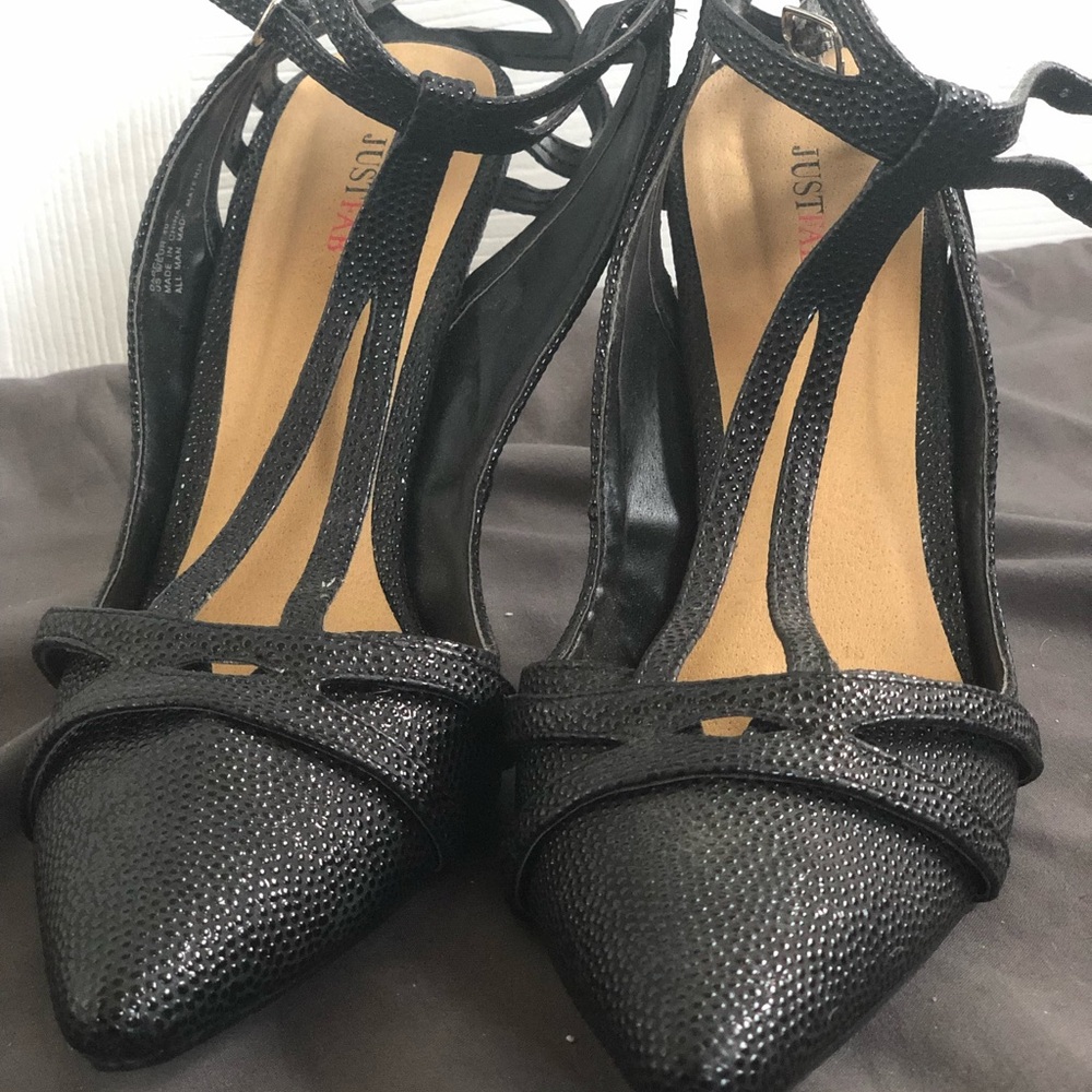 JustFab Pointy Toe Faux Alligator Heels